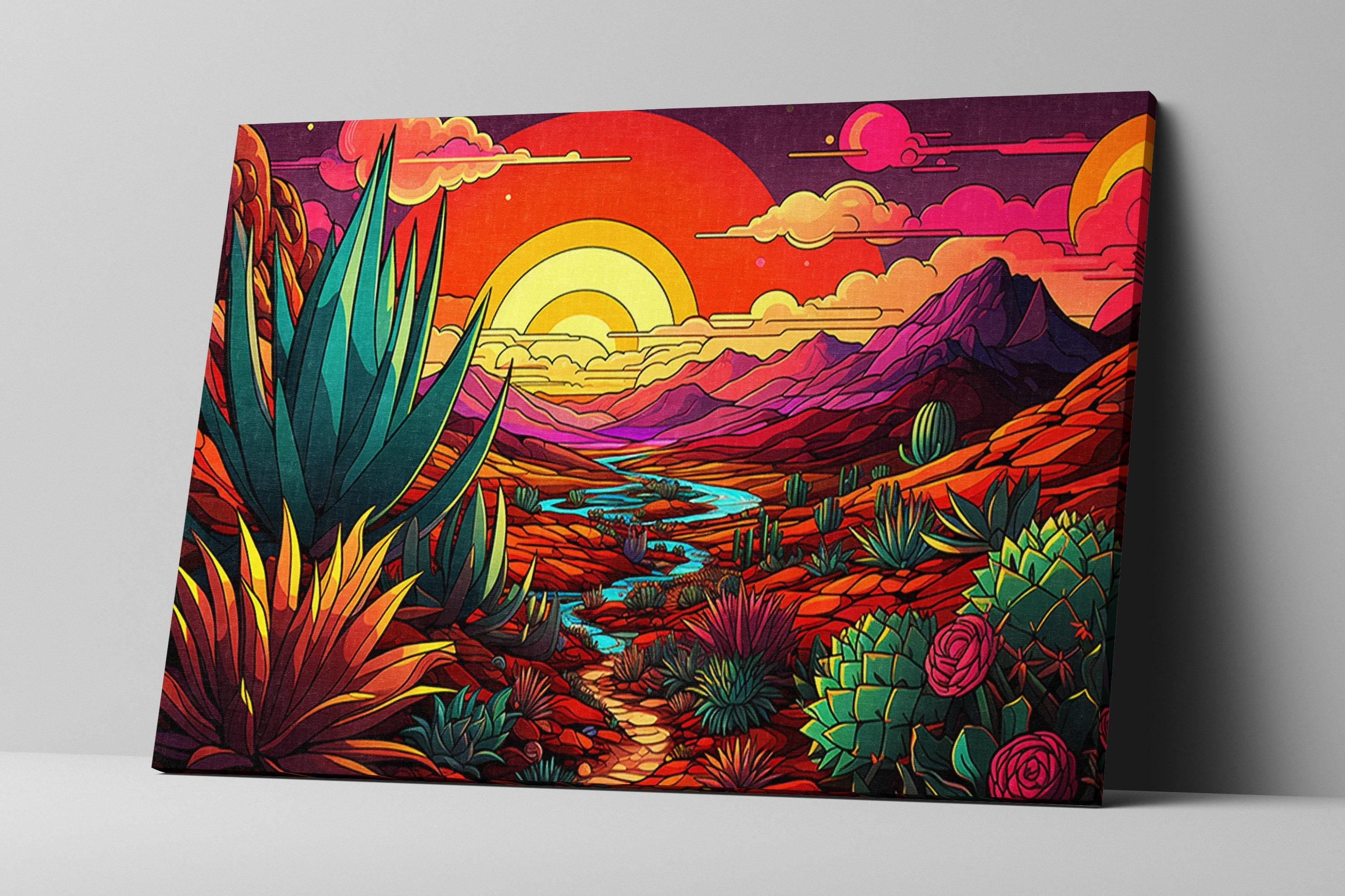 Agave Desert Art – Large Canvas Print | Vibrant Southwest Landscape Painting
