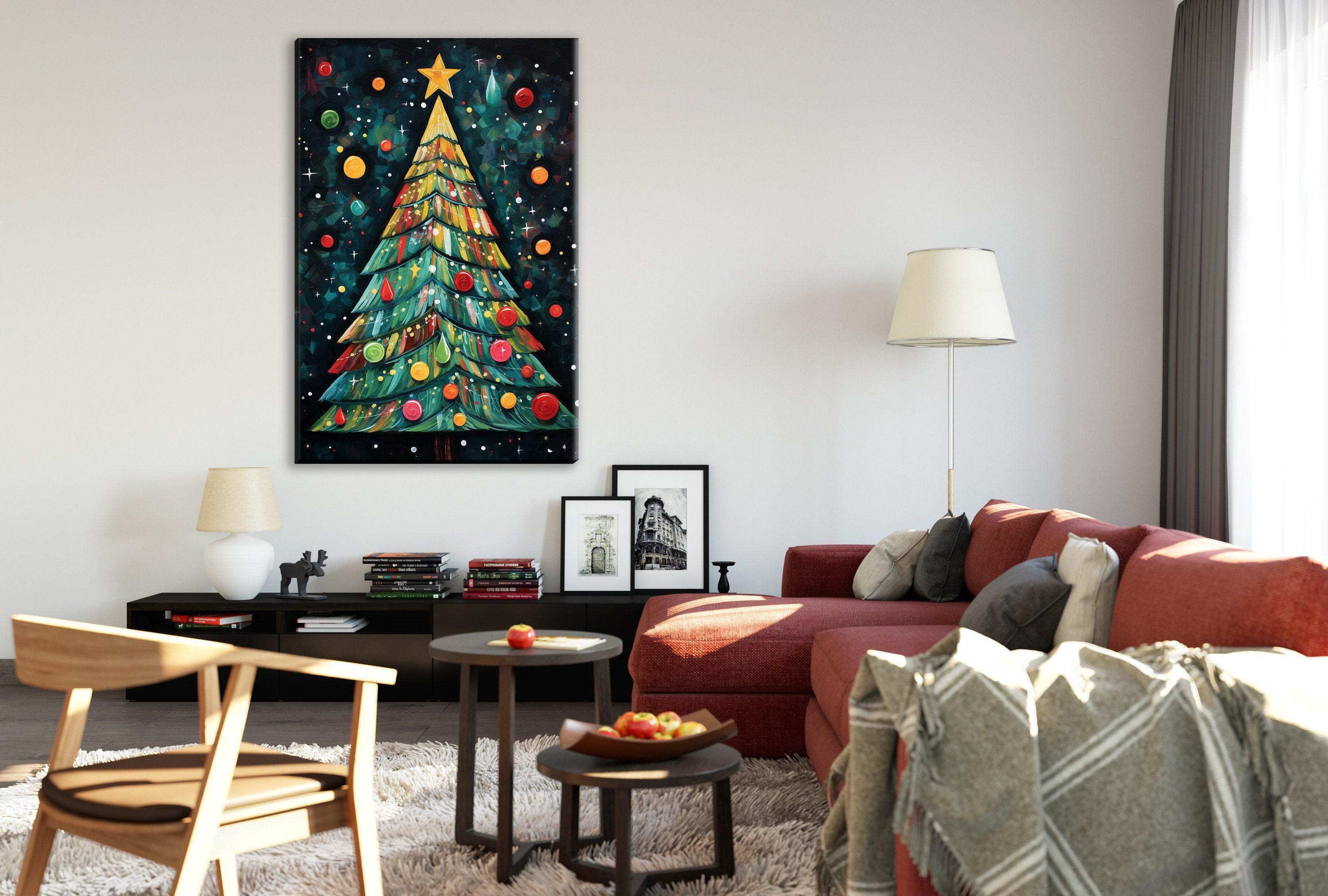 Boho Christmas Canvas - Large Gallery Wrapped Canvas Print with Vibrant Holiday Artwork