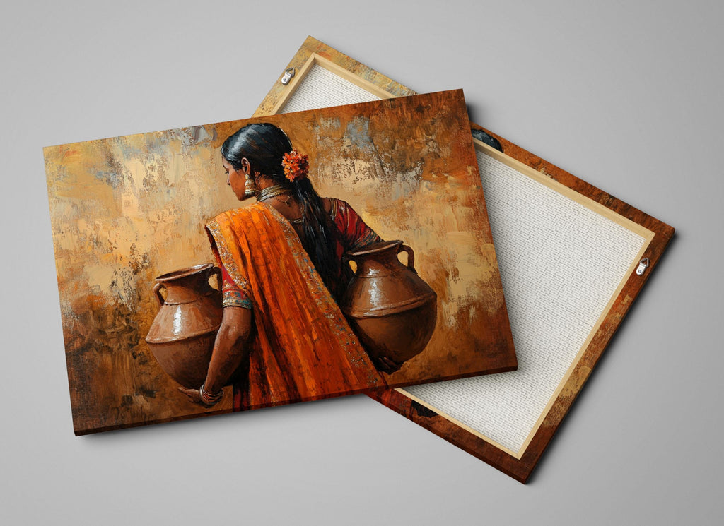 Traditional Indian Canvas Art - Extra Large Framed Wall Art, Ready to Hang