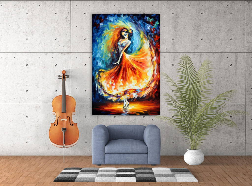 Day of the Dead Canvas – Vibrant Mexican Wall Art with Flamenco Dancer Print