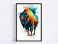 Majestic Bison: Watercolor Canvas Wall Art Print, Giclee Print on Canvas, Artist Paper, Watercolor Paper, Available in Extra Large Sizes
