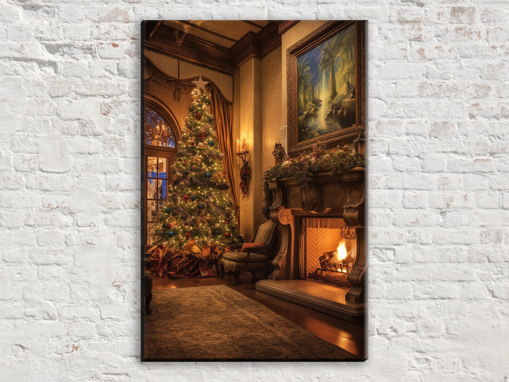 Christmas Canvas Art - Festive Tree Artwork on Gallery Wrapped Canvas, Ready to Hang Extra Large Print