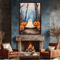 Halloween Ghost Art - Extra Large Wall Art | Cozy Pumpkin Canvas, Ready to Hang
