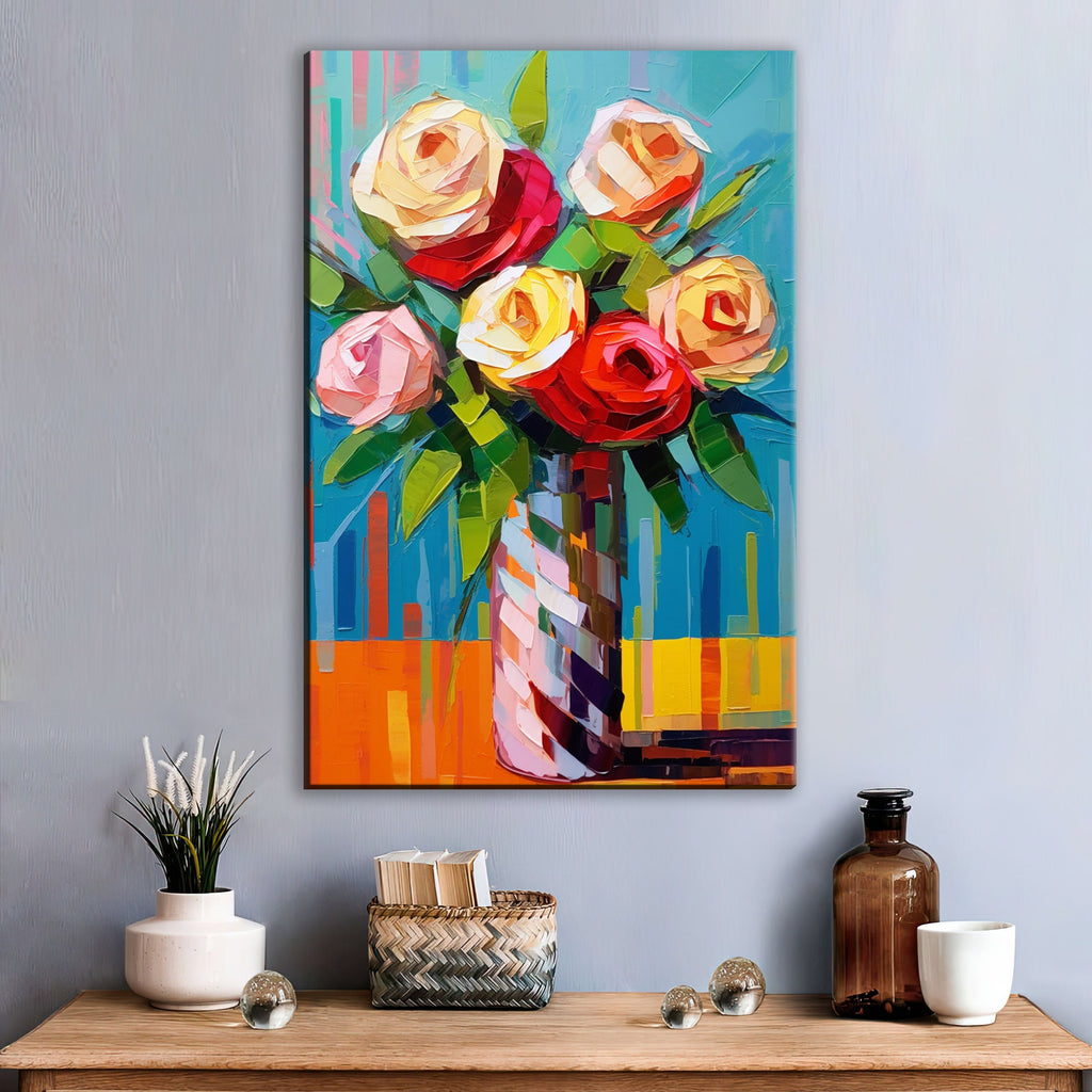 Rose Bouquet Canvas | Elegant Floral Arrangement - Large Canvas Art Wall Decor