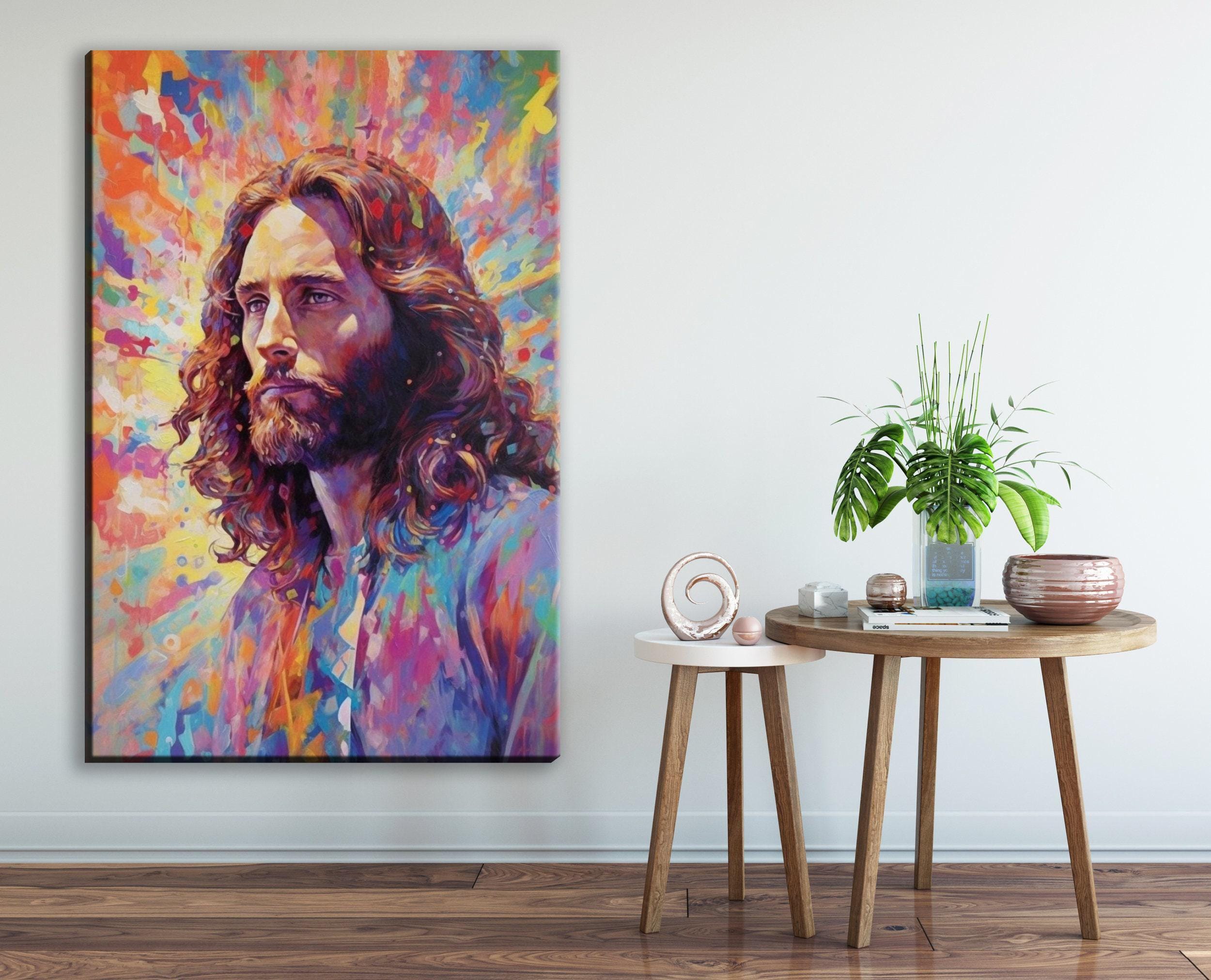 Jesus Christ Canvas Art - Colorful Religious Canvas Print | Large Spiritual Wall Art