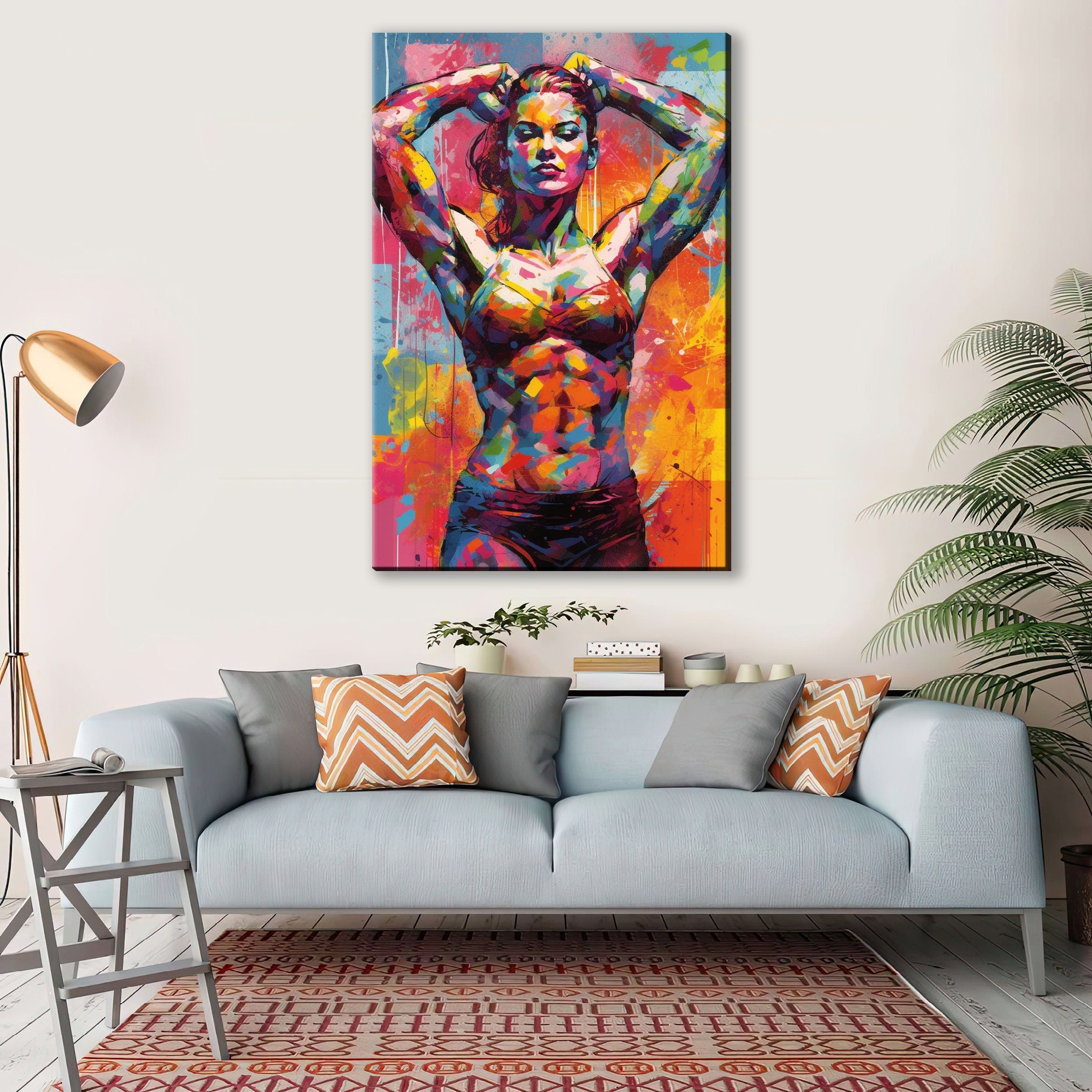 Female Muscle Bodybuilder Art – Large Gallery Wrapped Canvas | Ready to Hang Wall Art