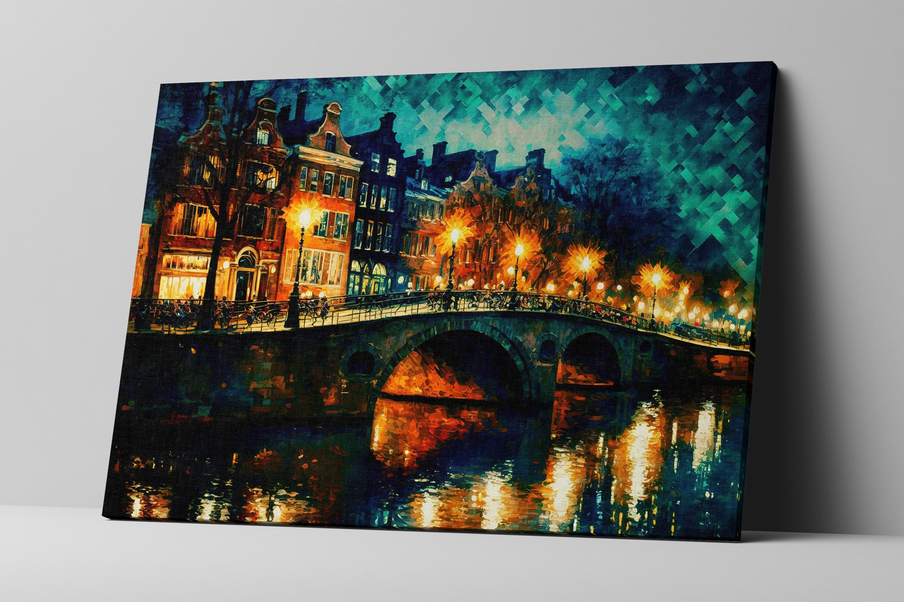 Amsterdam Canvas Art - European Cityscape Print | Bridges of Amsterdam Wall Decor
