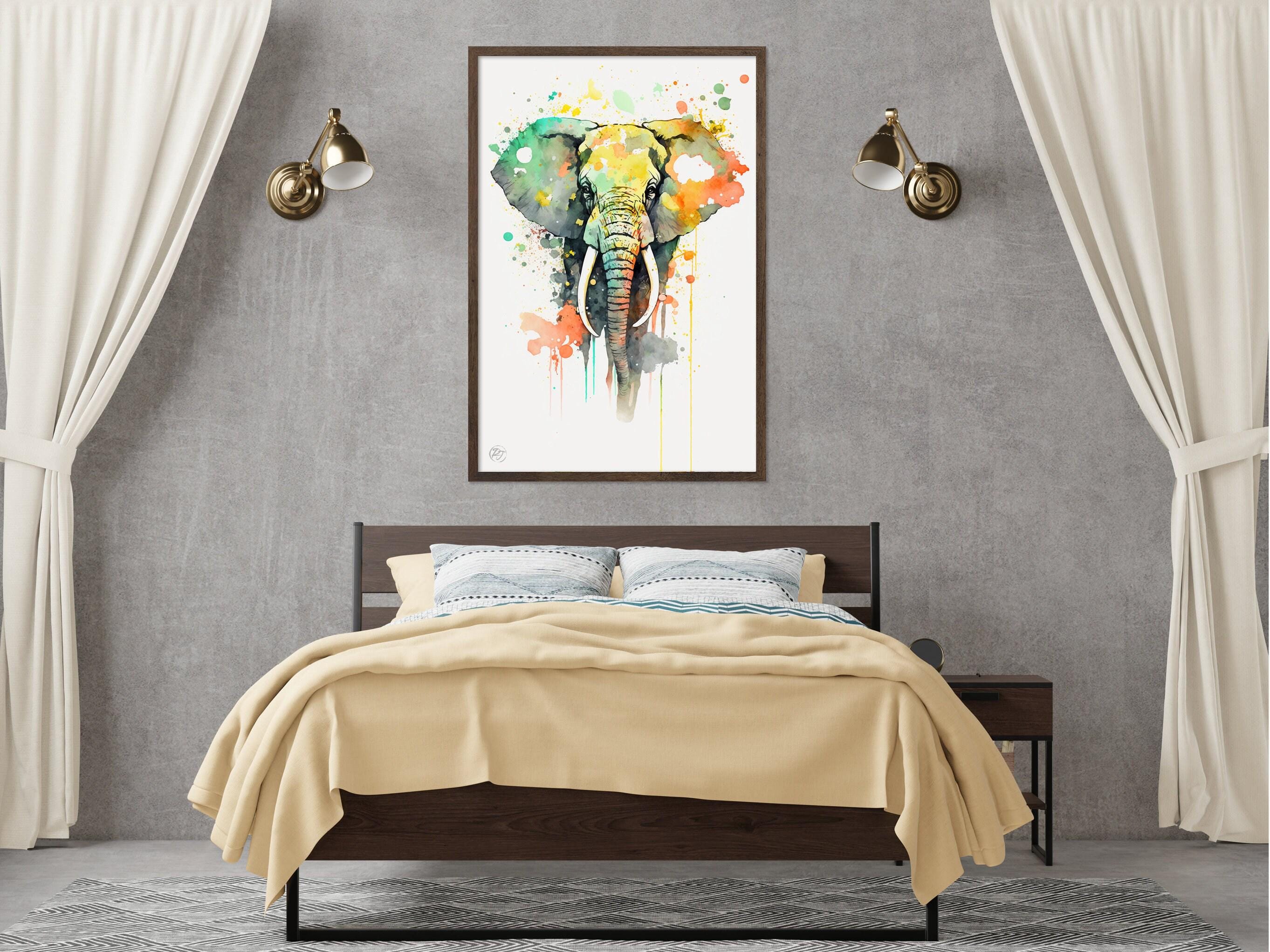 Wildlife Enthusiast's Delight: Elephant Watercolor, Giclee Print on Canvas, Artist Paper, Watercolor Paper, Available in Extra Large Sizes