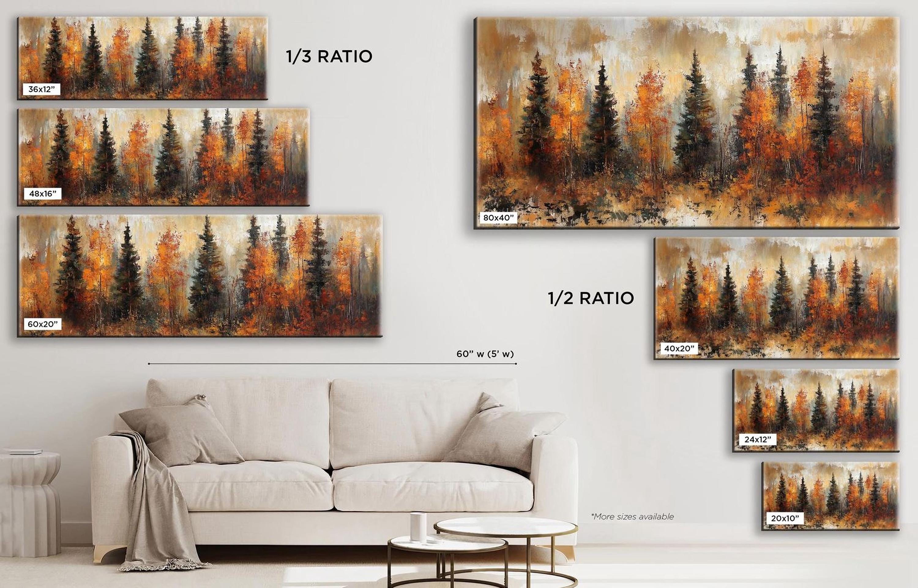 a living room with a white couch and paintings on the wall