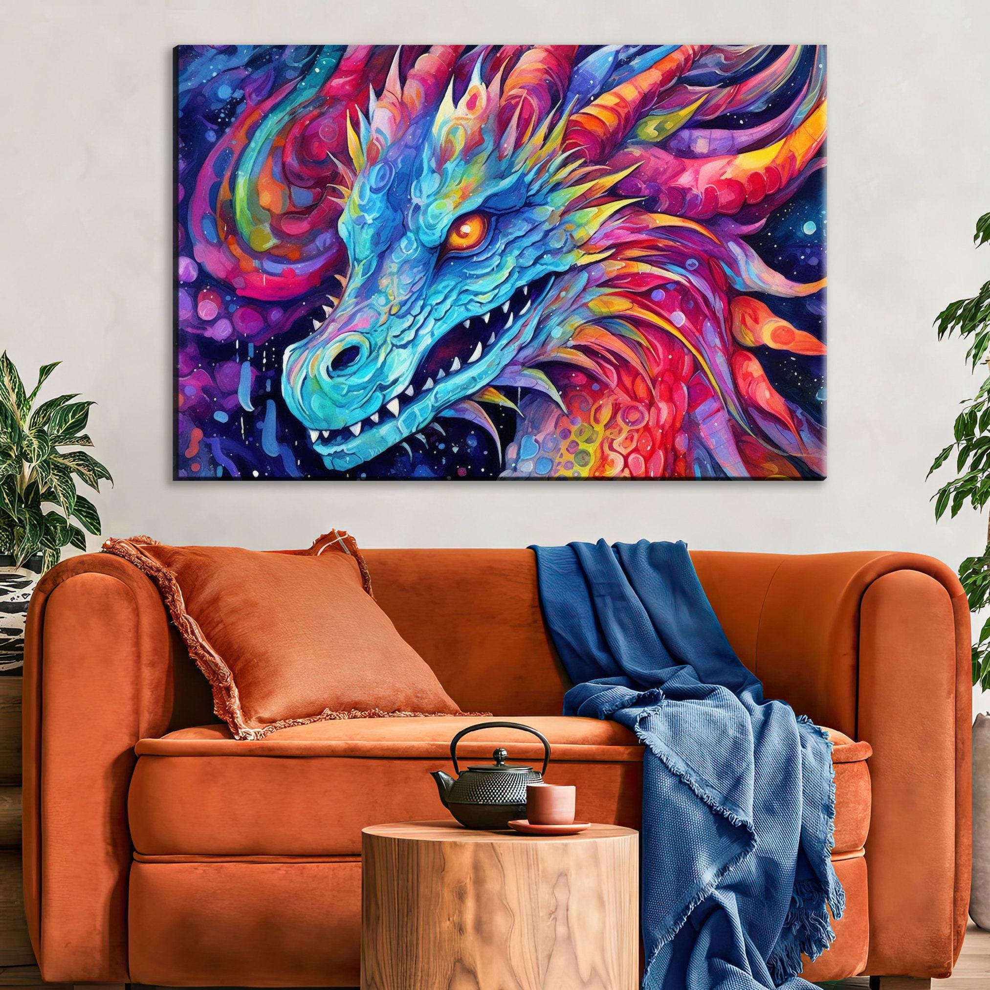 Dragon Canvas Art – Large Canvas Print With Fierce Dragon Artwork & Vibrant Fantasy Painting