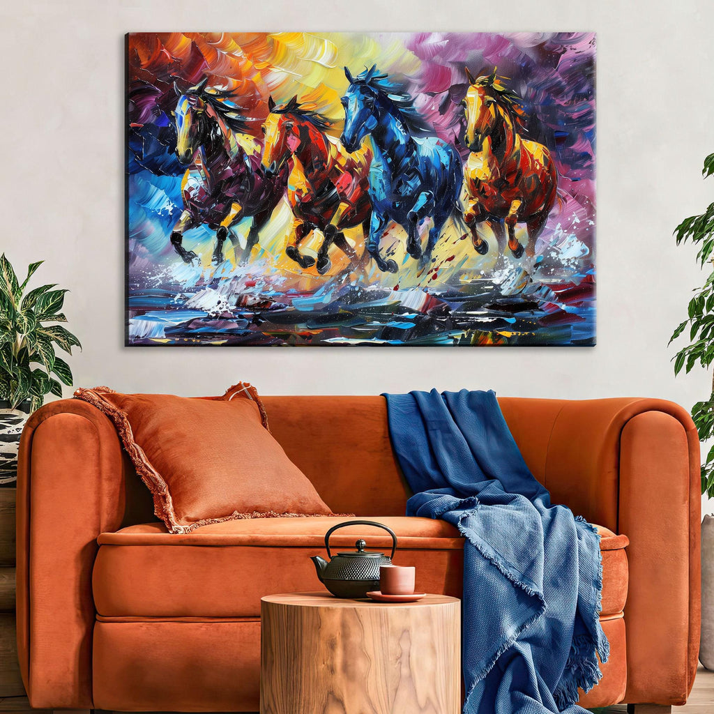 Wild Horses Wall Art - Extra Large Gallery Wrapped Canvas with UV Coating