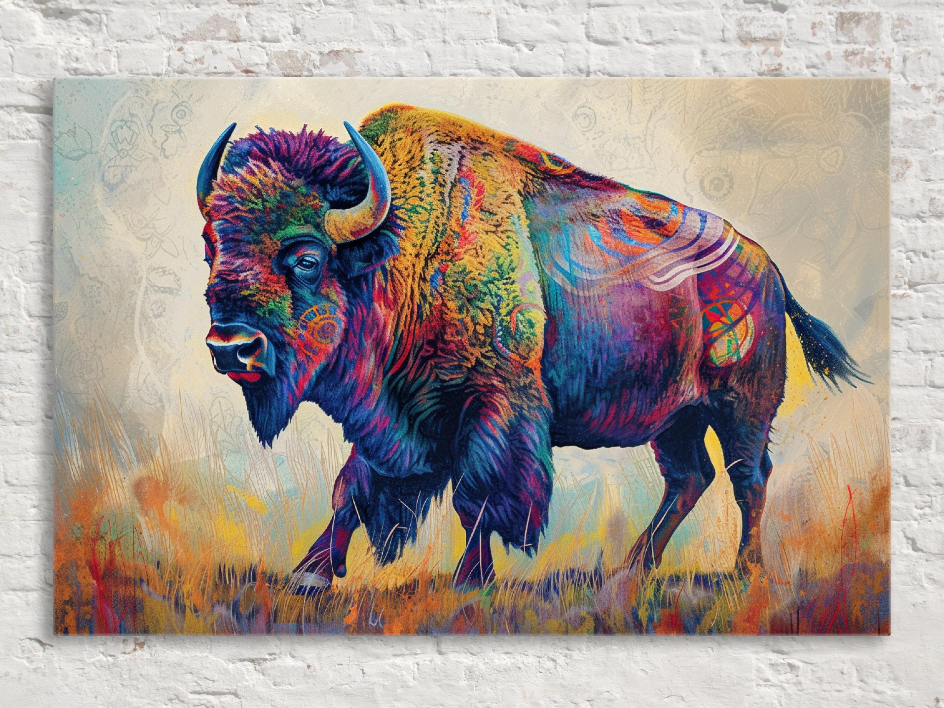 American Bison Art - Majestic Wildlife Buffalo Giclee Print | Large Gallery-Wrapped Canvas