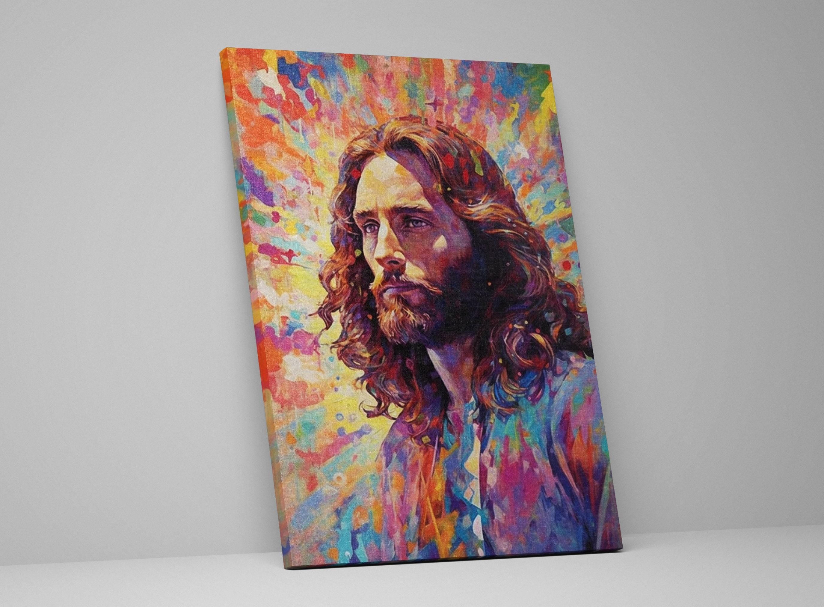 Jesus Christ Canvas Art - Colorful Religious Canvas Print | Large Spiritual Wall Art