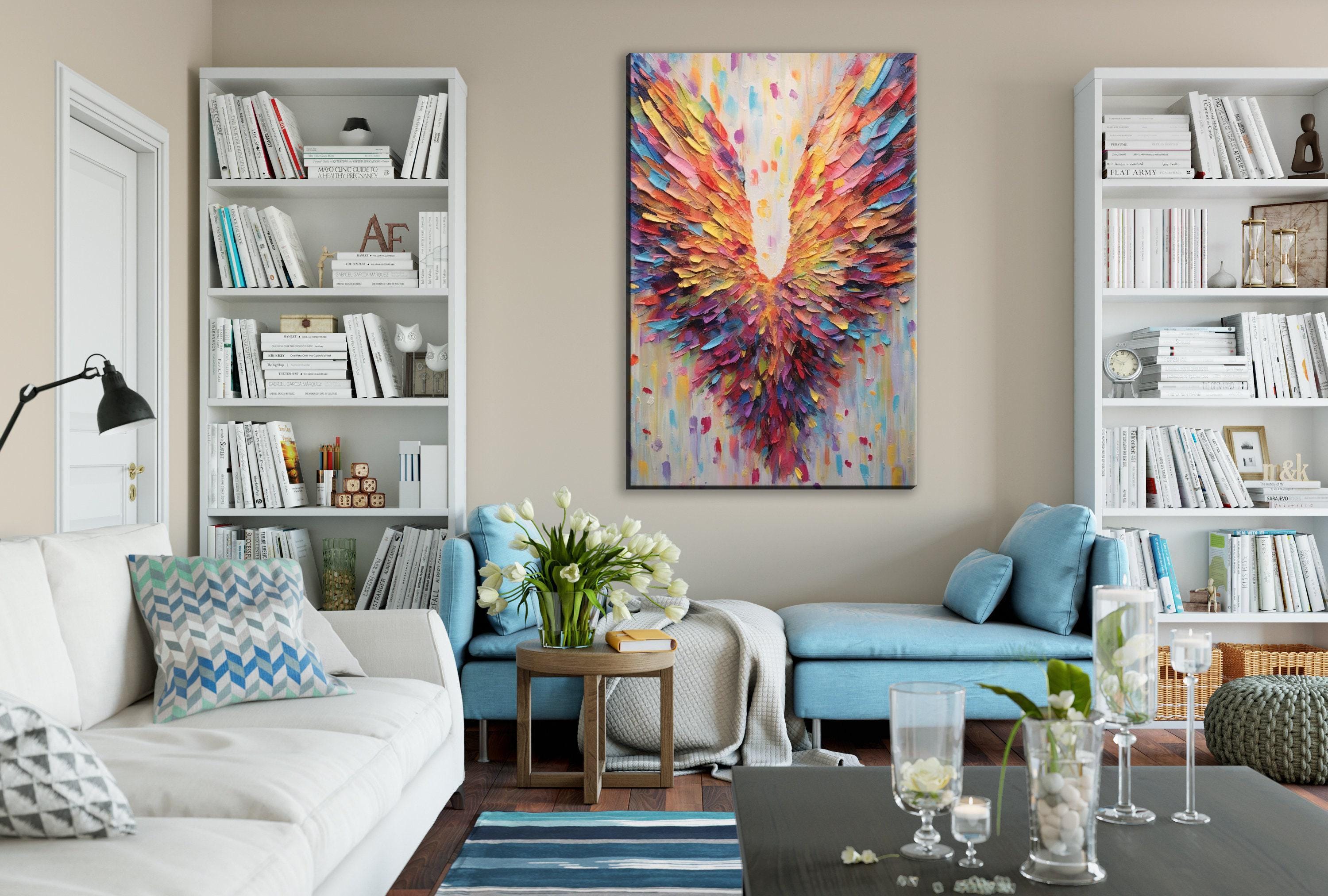 Angel Wings Painting - Celestial Wall Art on Gallery Wrapped Canvas, Ready to Hang