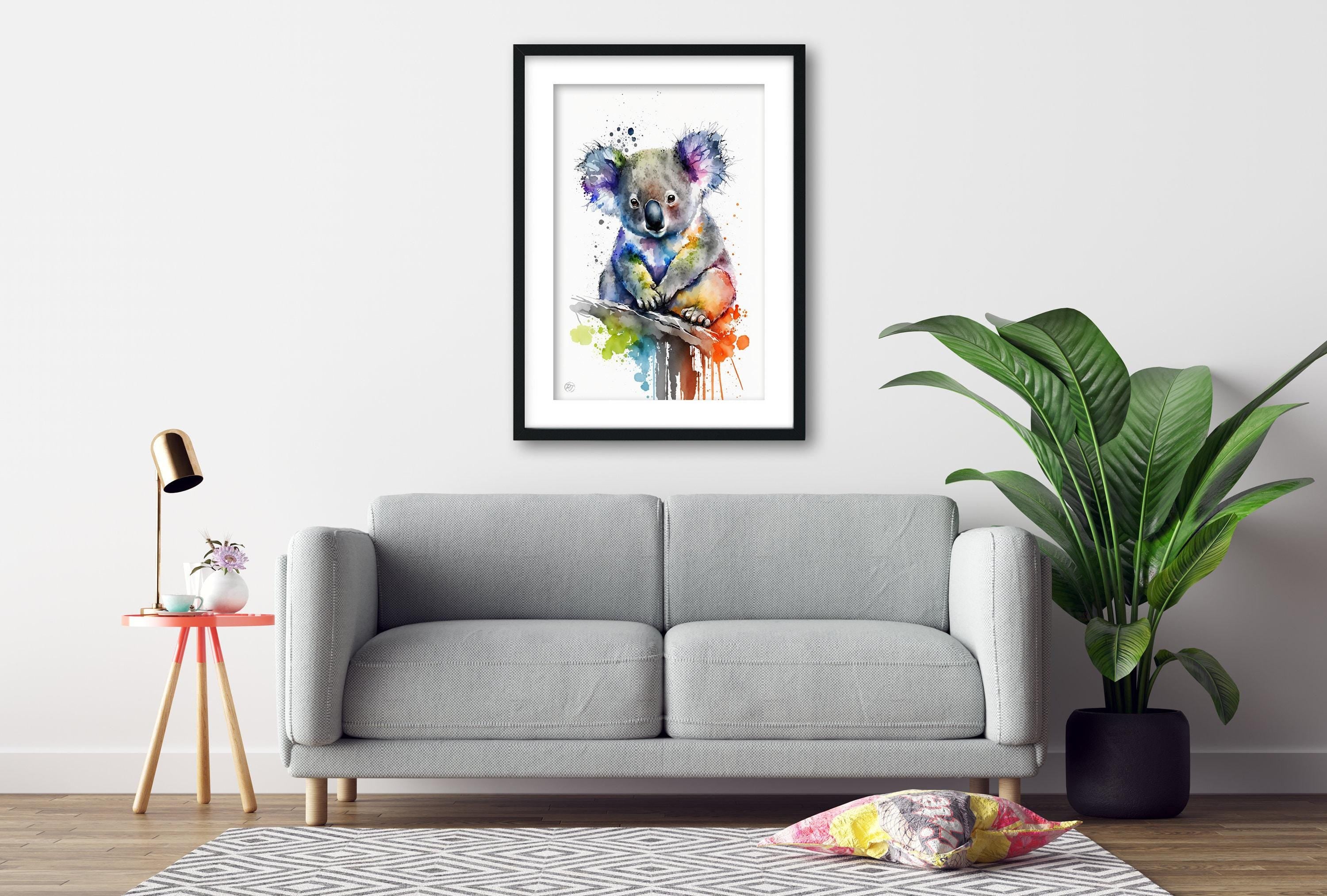 Koala Serenity: Watercolor Canvas Wall Art Print, Giclee Print on Canvas, Artist Paper, Watercolor Paper, Available in Extra Large Sizes