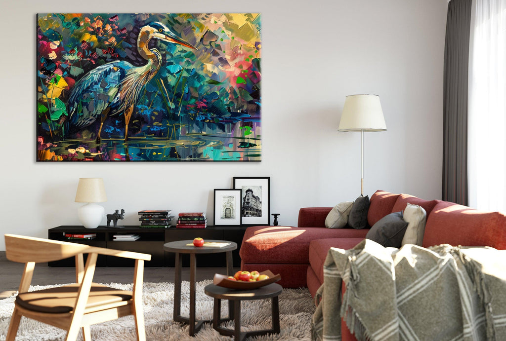 Blue Heron Canvas Print – Large Gallery Wrapped Canvas With Vibrant Wildlife Art