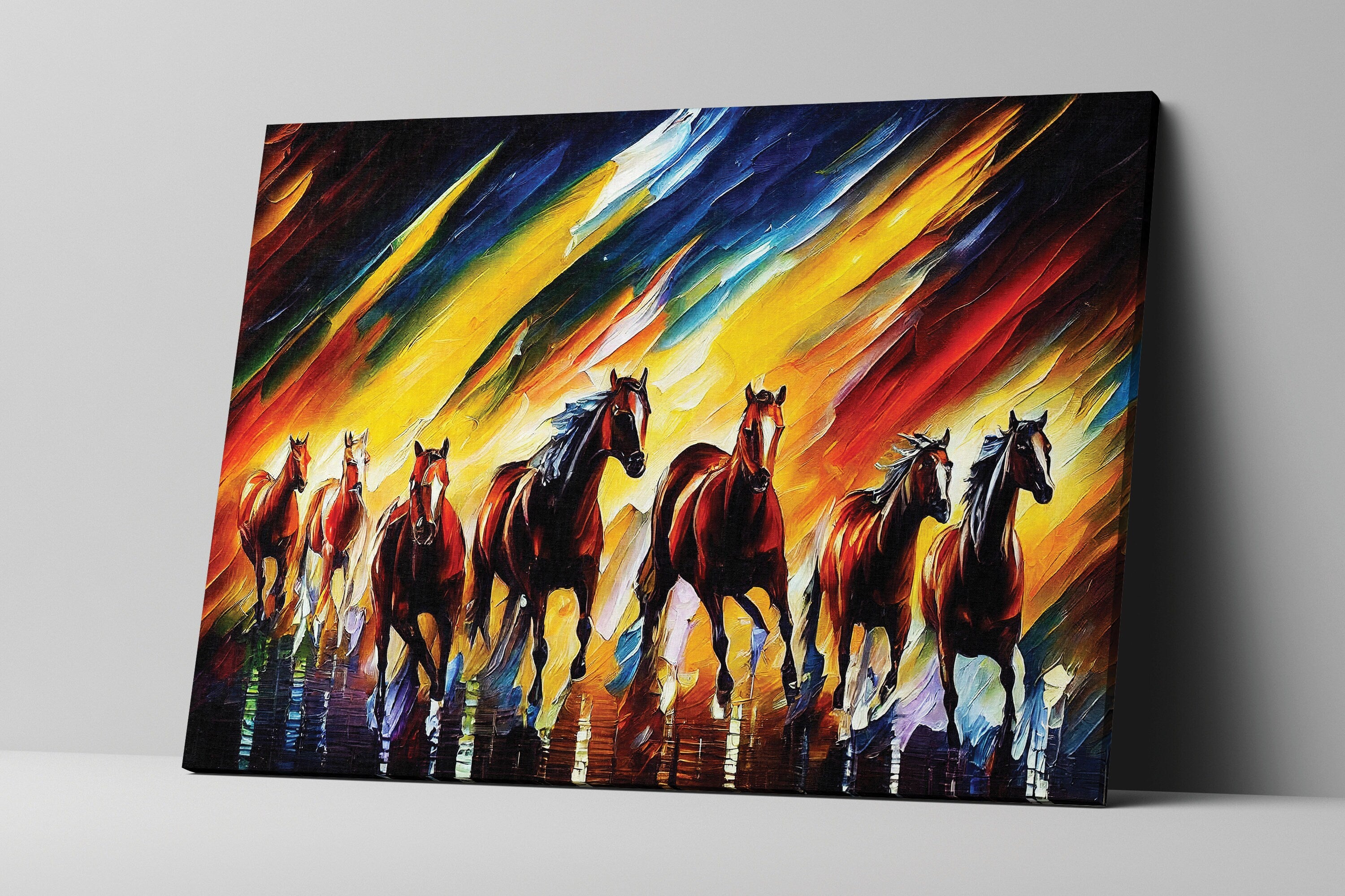 Wild Horses Canvas Print – Vibrant Horse Painting on Artist Grade Canvas