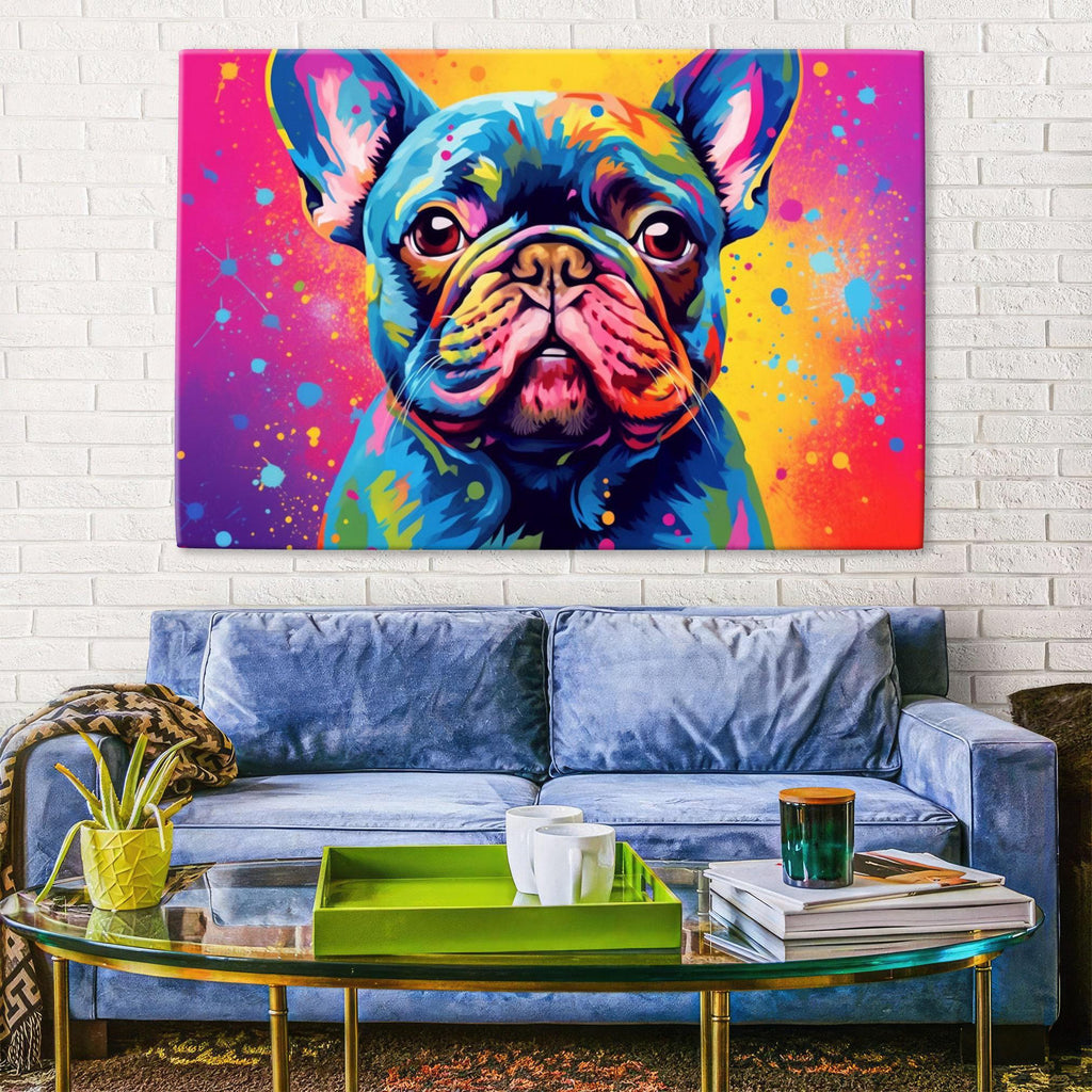 French Bulldog Canvas Print - Vibrant Dog Painting | Large Colorful Bulldog Art
