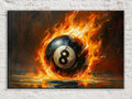 Flaming 8 Ball Wall Art – Extra Large Gallery Wrapped Canvas for Game Room Decor