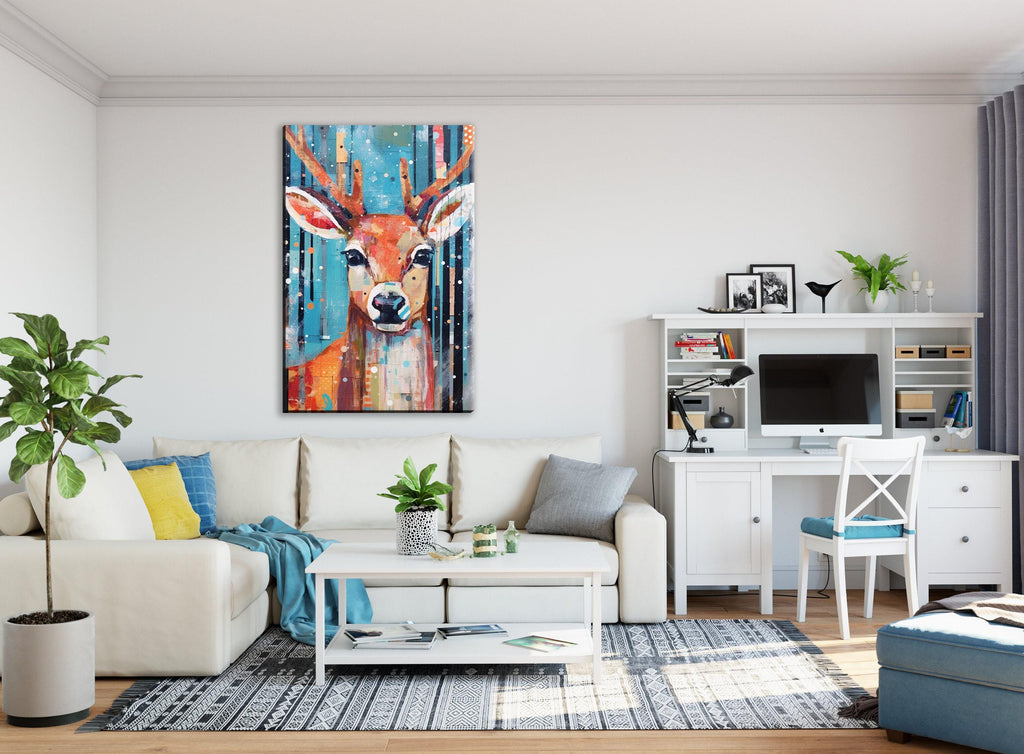 Reindeer Canvas Art - Festive Holiday Wall Decor | Extra Large Giclee Print