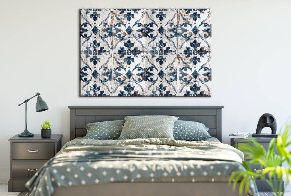 Modern Farmhouse Wall Art – Rustic Tile Art on Extra Large Gallery Wrapped Canvas