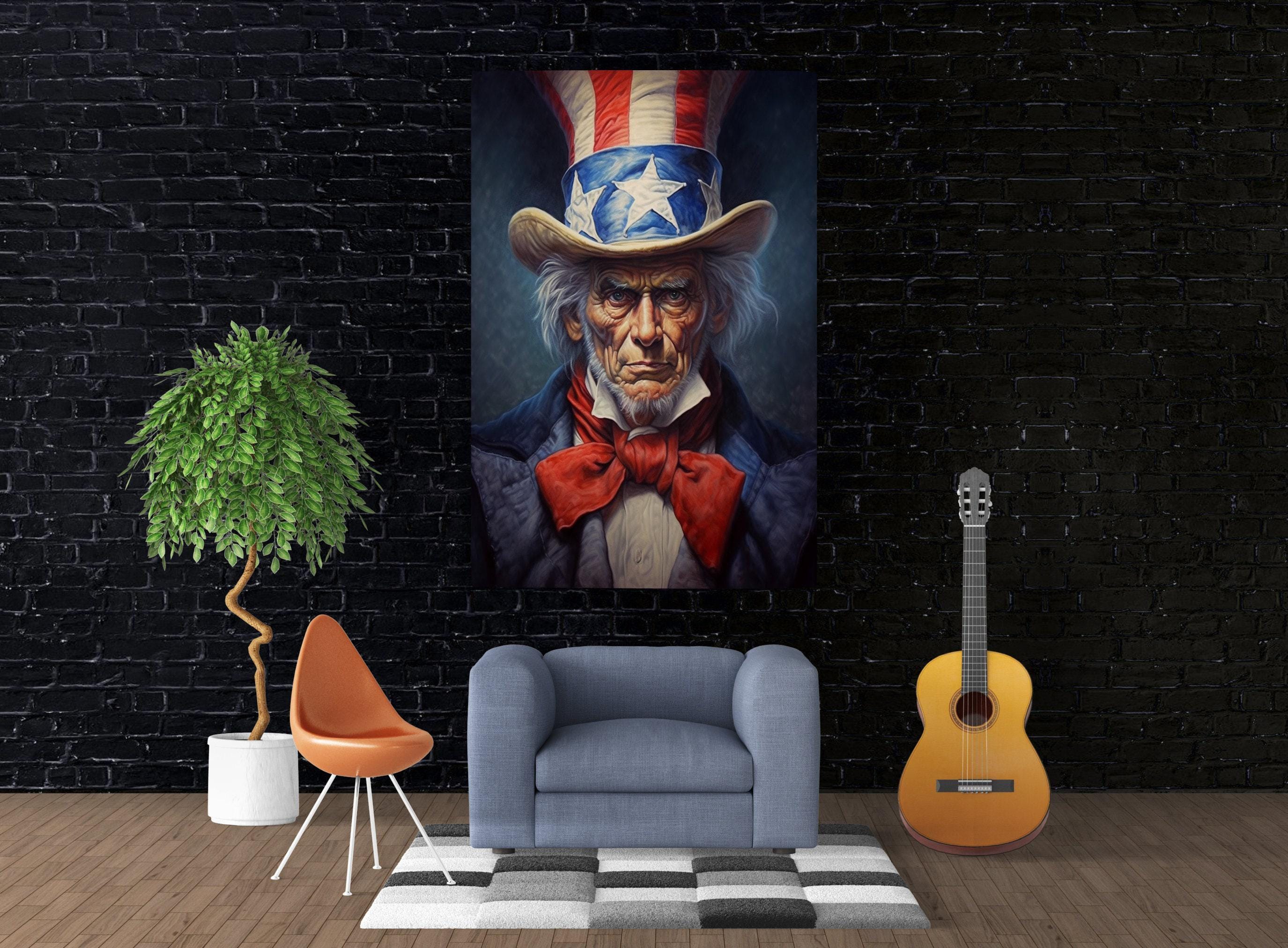 Uncle Sam Canvas Art – Patriotic Wall Art | Large Canvas Print With Wood Frame