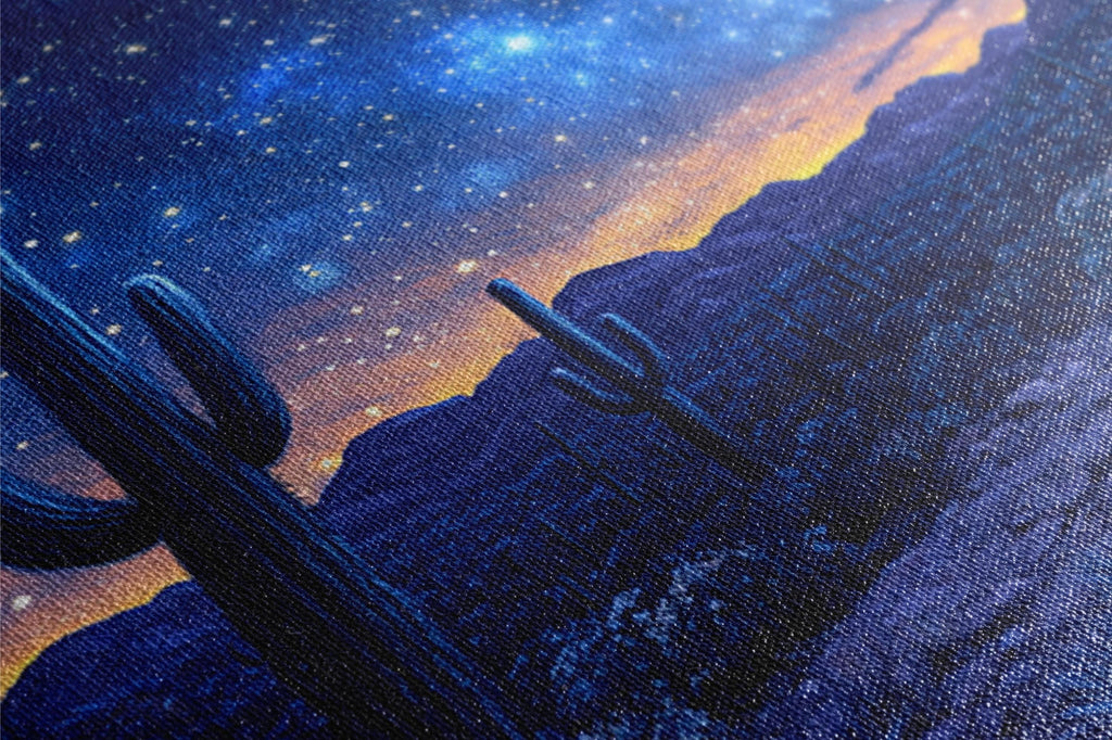 a painting of a cactus in the desert