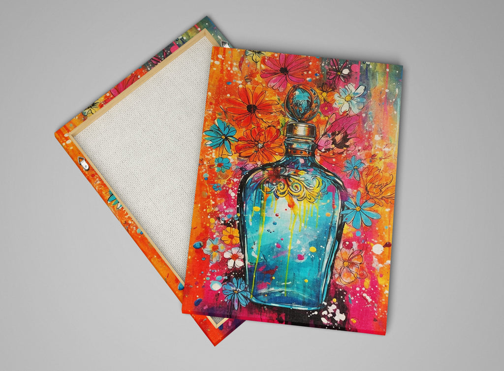 Perfume Canvas Wall Art – Large Colorful Beauty Painting on Artist Canvas