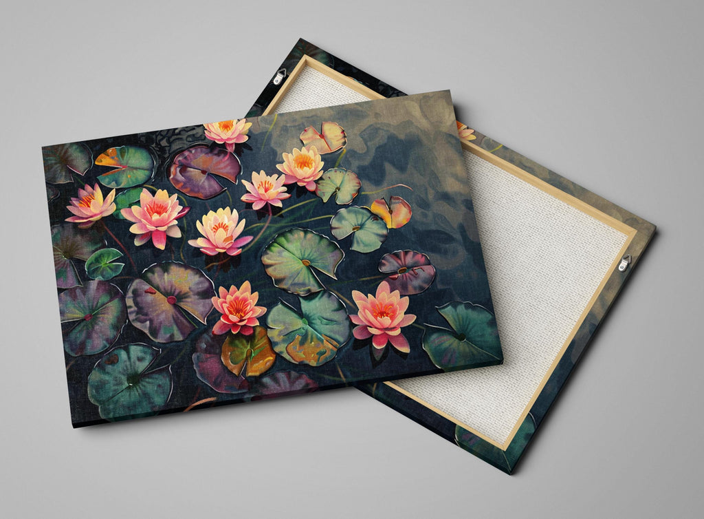 Water Lilies Canvas Art – Gallery Wrapped Canvas | Extra Large Botanical Wall Art Print