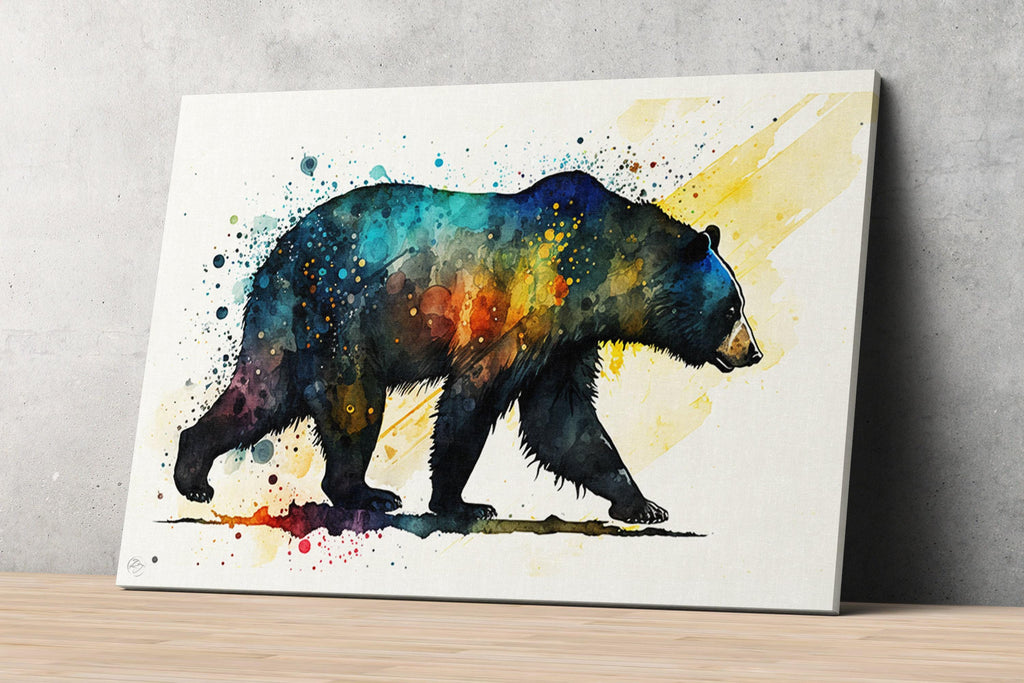 Nature's Beauty: Watercolor Black Bear Canvas Print, Giclee Print on Gallery-wrapped Artist Canvas, Available in Extra Large Sizes