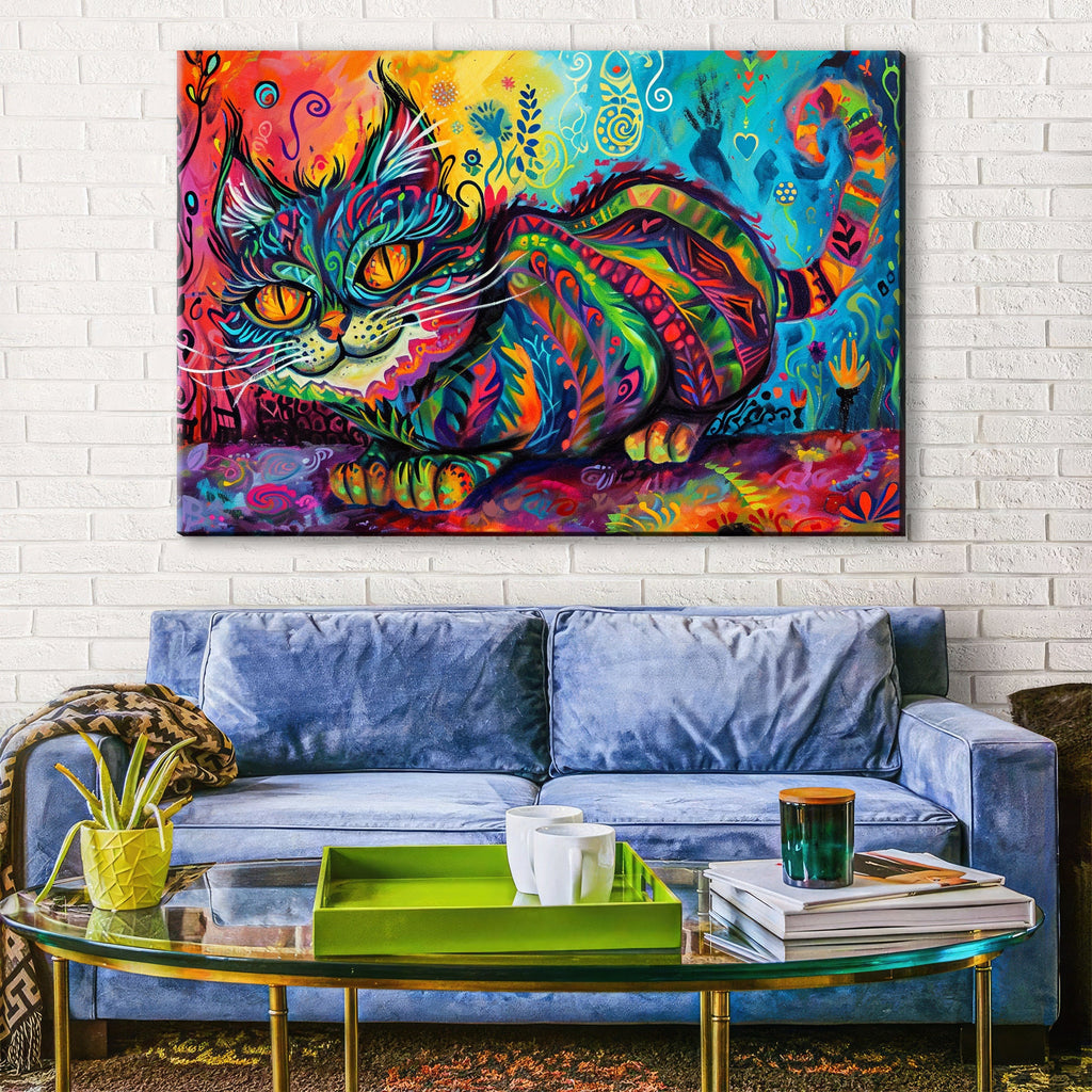 Cheshire Cat Canvas - Whimsical Wall Art | Fantasy Wall Decor With Mischievous Grin