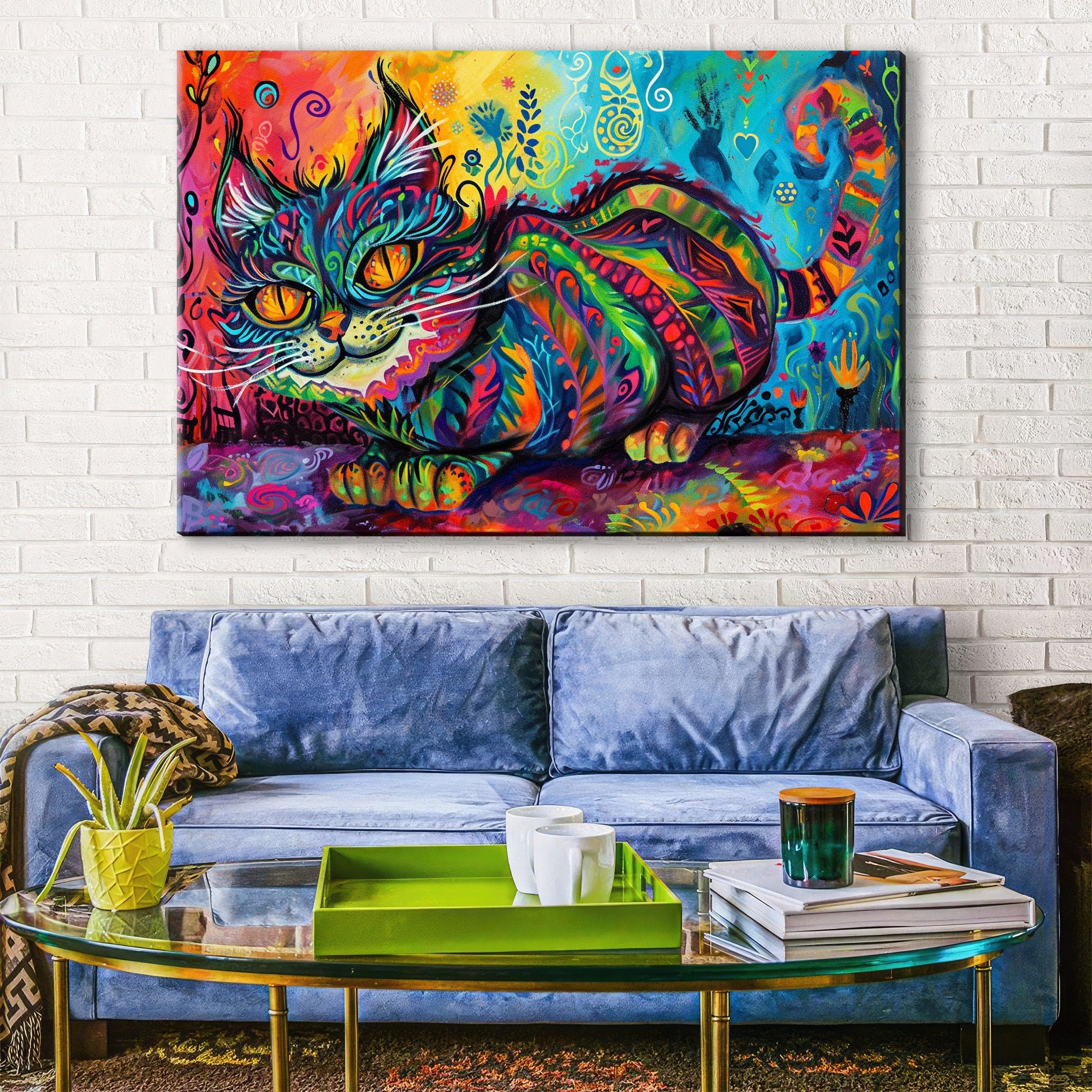Cheshire Cat Canvas - Whimsical Wall Art | Fantasy Wall Decor With Mischievous Grin