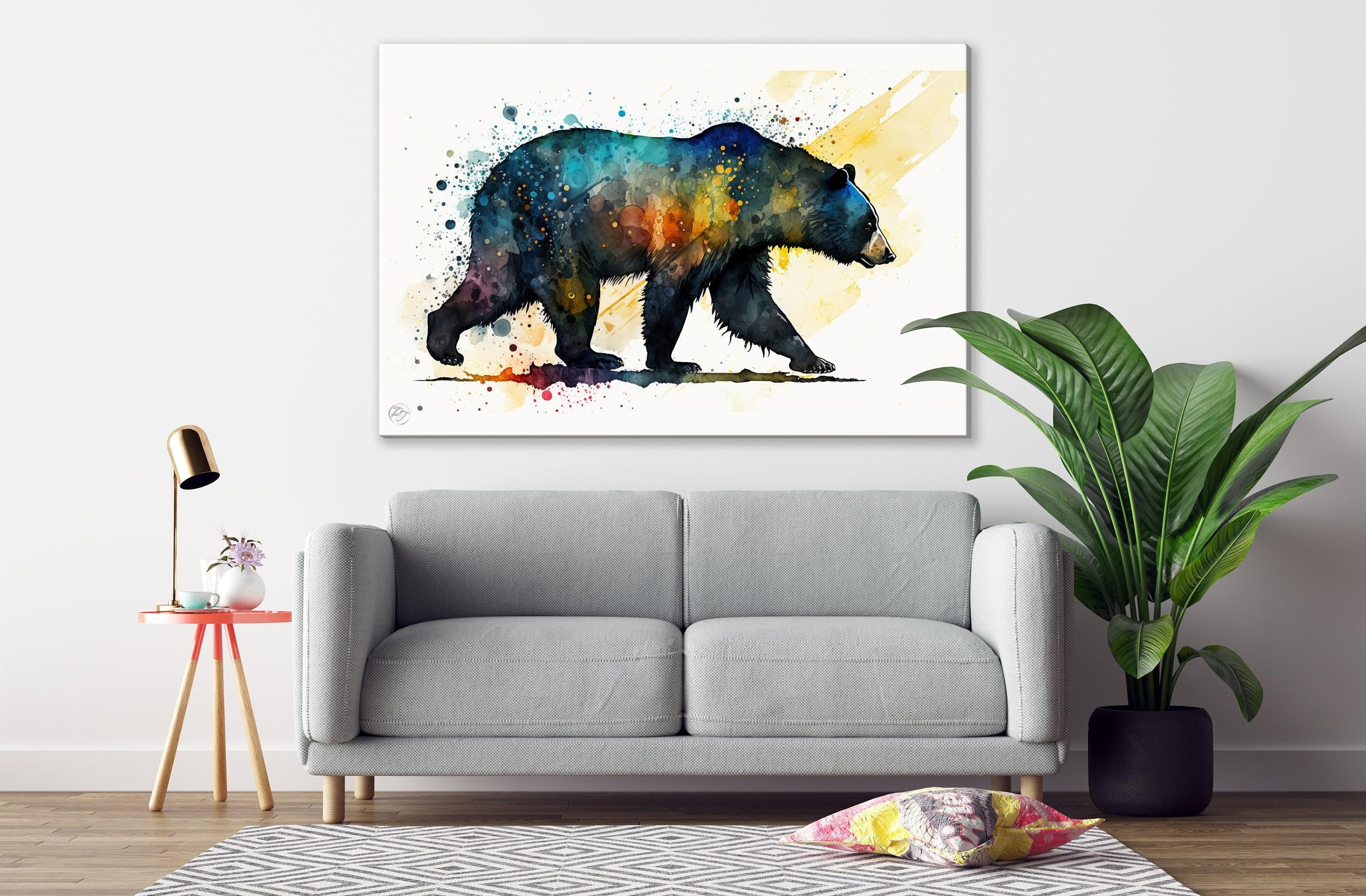Nature's Beauty: Watercolor Black Bear Canvas Print, Giclee Print on Gallery-wrapped Artist Canvas, Available in Extra Large Sizes