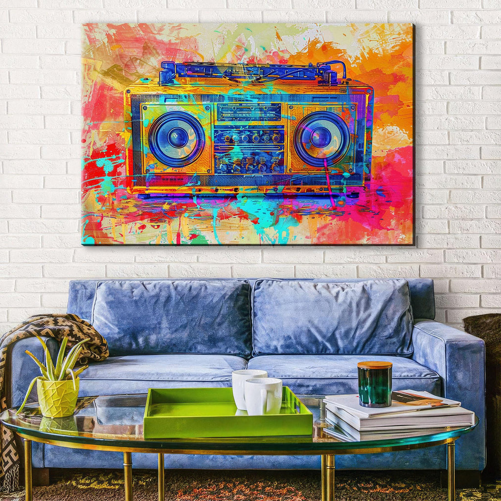 Boombox Pop Art - Vintage Boombox Art on Large Gallery Wrapped Canvas Print