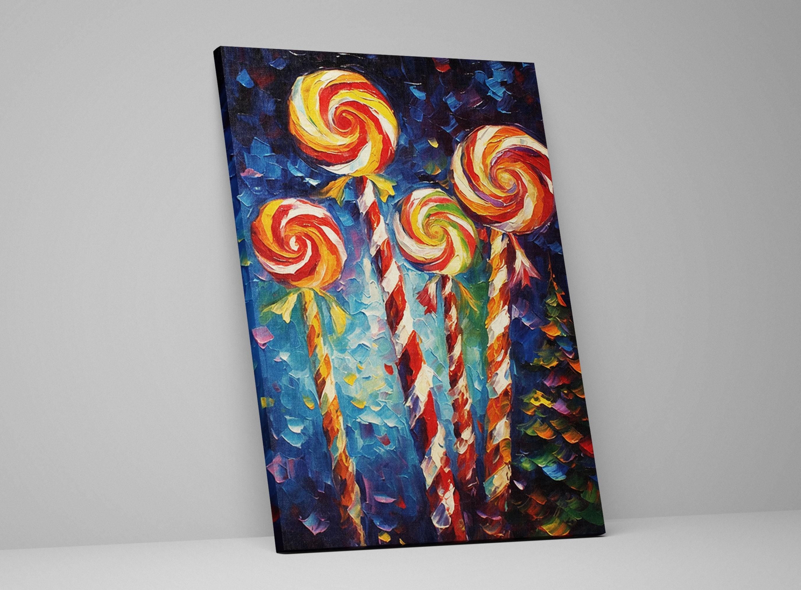 Christmas Candy Art – Retro Christmas Canvas | Gallery Wrapped Holiday Wall Decor