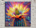 Saguaro Bloom Canvas – Vibrant Desert Cactus Art | Large Colorful Wall Print