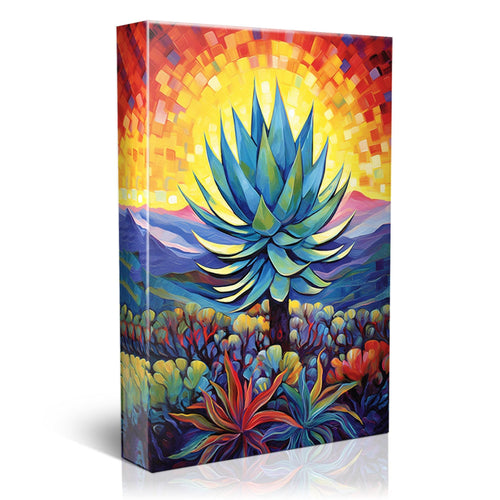Blue Agave Painting - Vibrant Desert Sunset On UV Coated Canvas Print