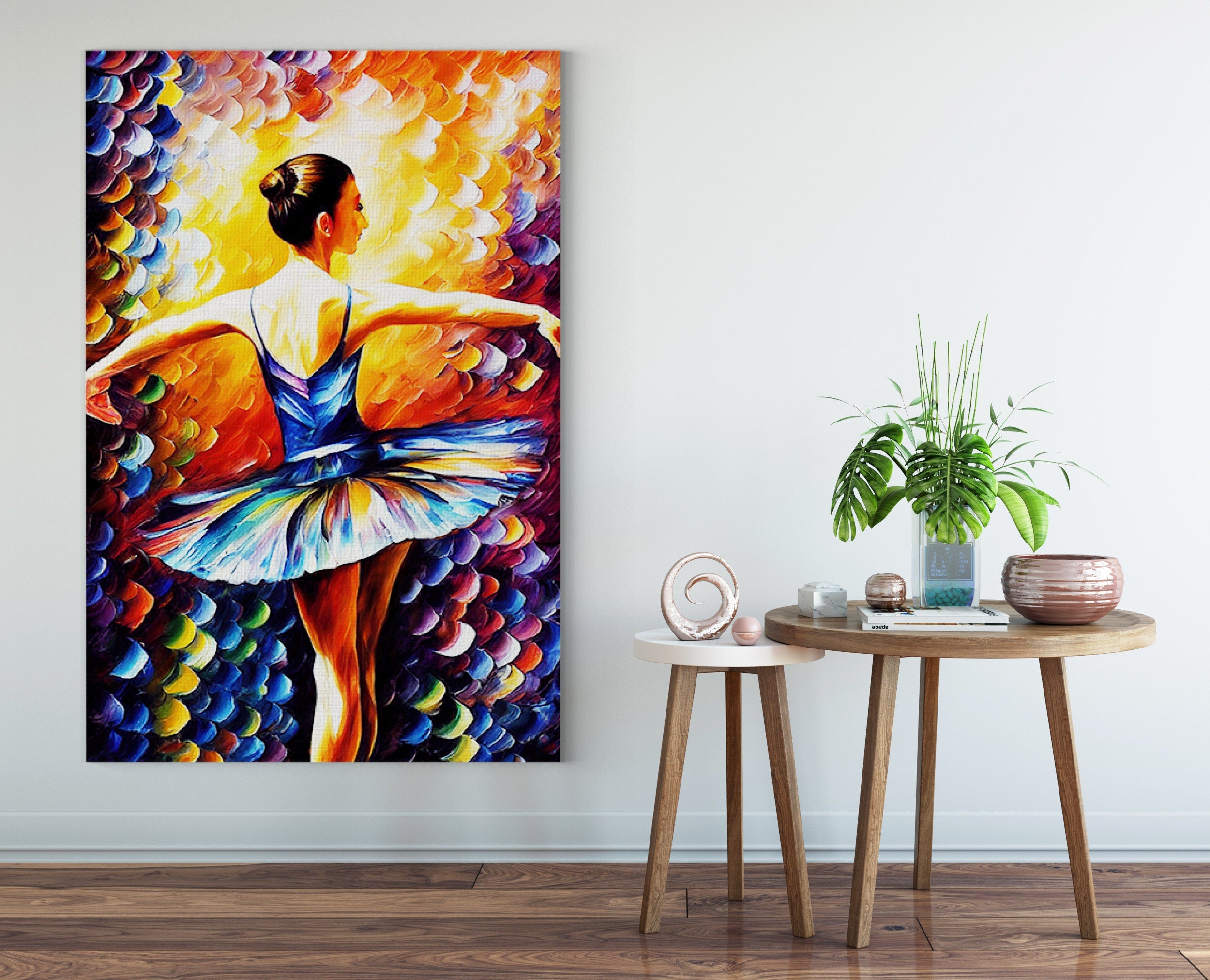 Ballerina Canvas Art – Ballet Dancer Painting on High Quality Wooden Frame