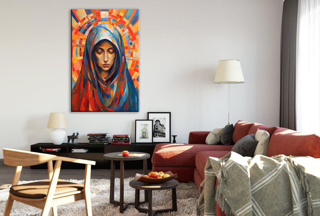 Virgin Mary Canvas Print – Large Faith Artwork | Blessed Mother Wall Decor