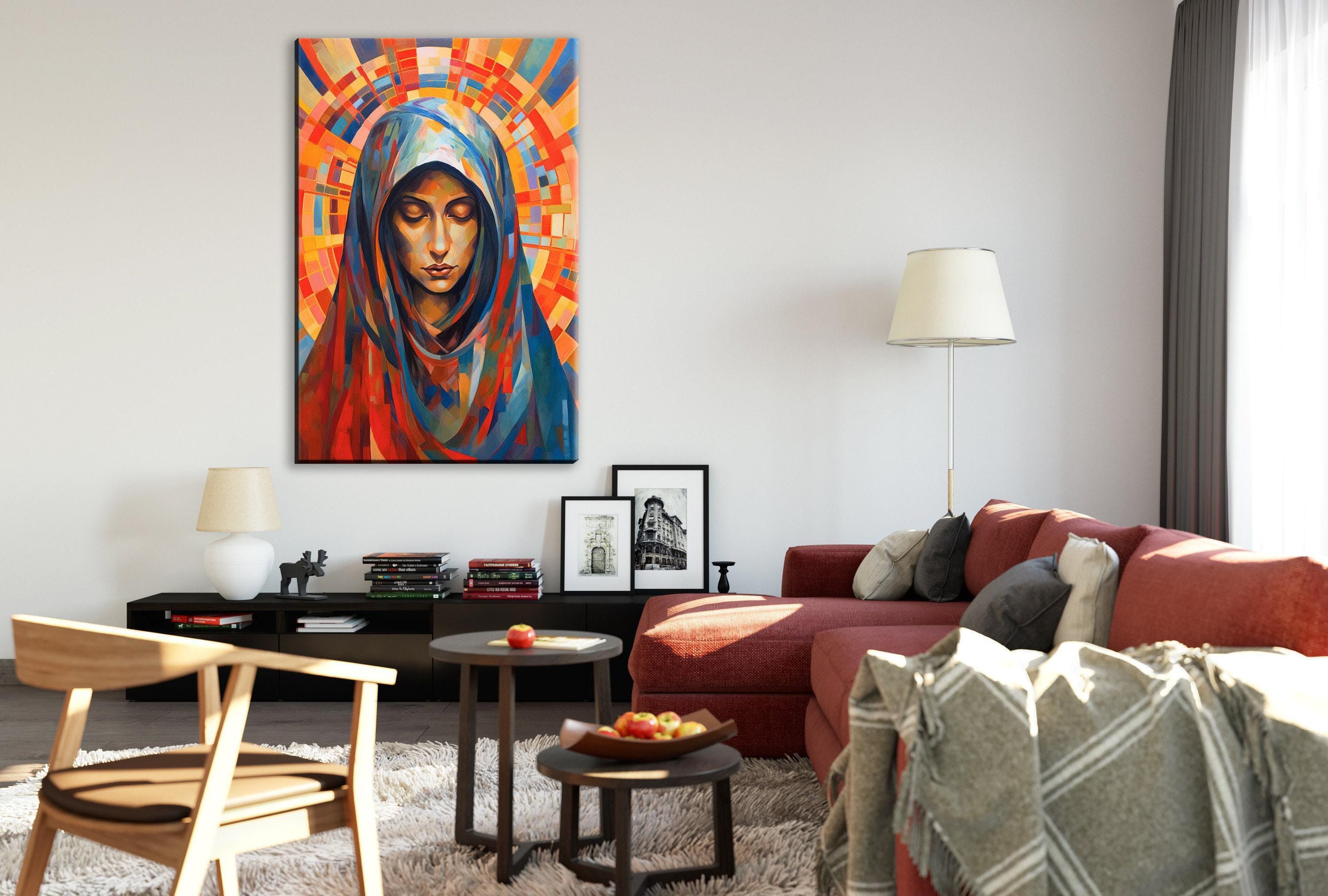 Virgin Mary Canvas Print – Large Faith Artwork | Blessed Mother Wall Decor