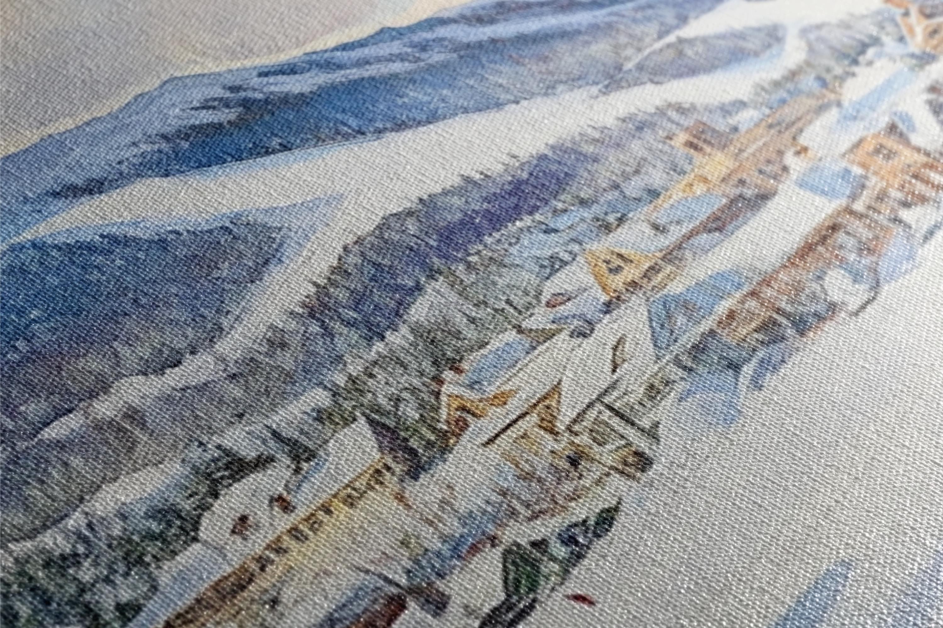 a close up of a picture of a building in the snow