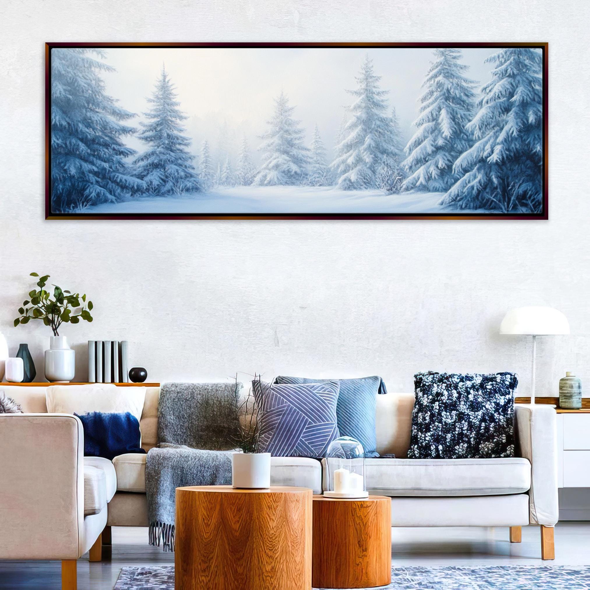 a living room filled with furniture and a painting on the wall