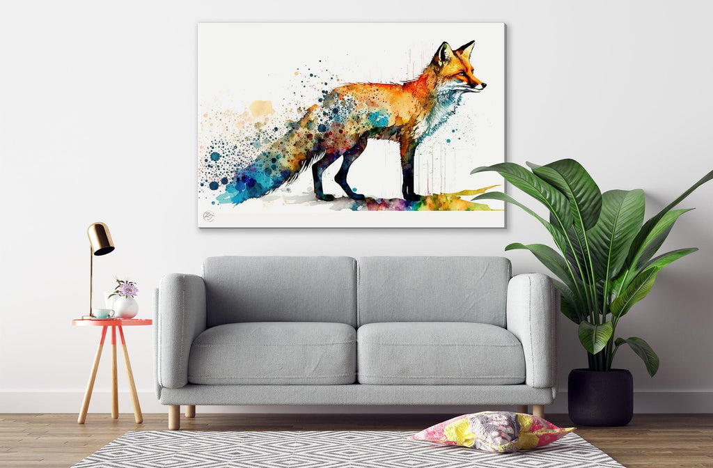 Wildlife Beauty: Fox Watercolor Painting, Giclee Print on Canvas, Artist Paper, Watercolor Paper, Available in Extra Large Sizes
