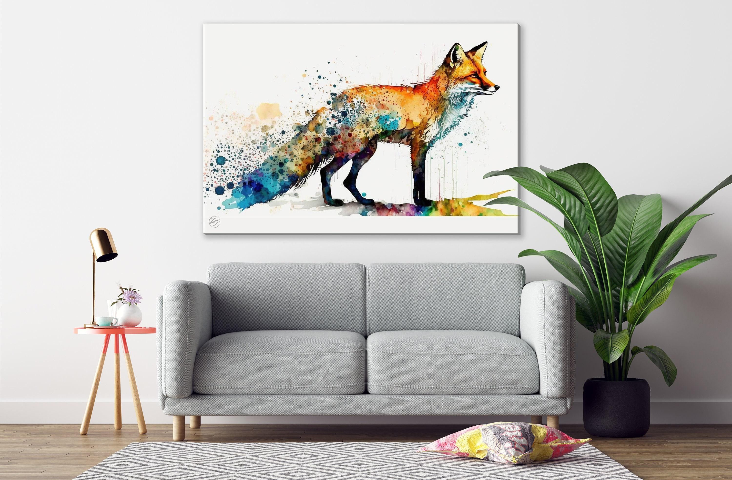 Wildlife Beauty: Fox Watercolor Painting, Giclee Print on Canvas, Artist Paper, Watercolor Paper, Available in Extra Large Sizes