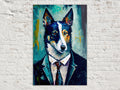Dog In Suit Art – Funny Dog Canvas Mixed Breed Husky German Shepherd Print