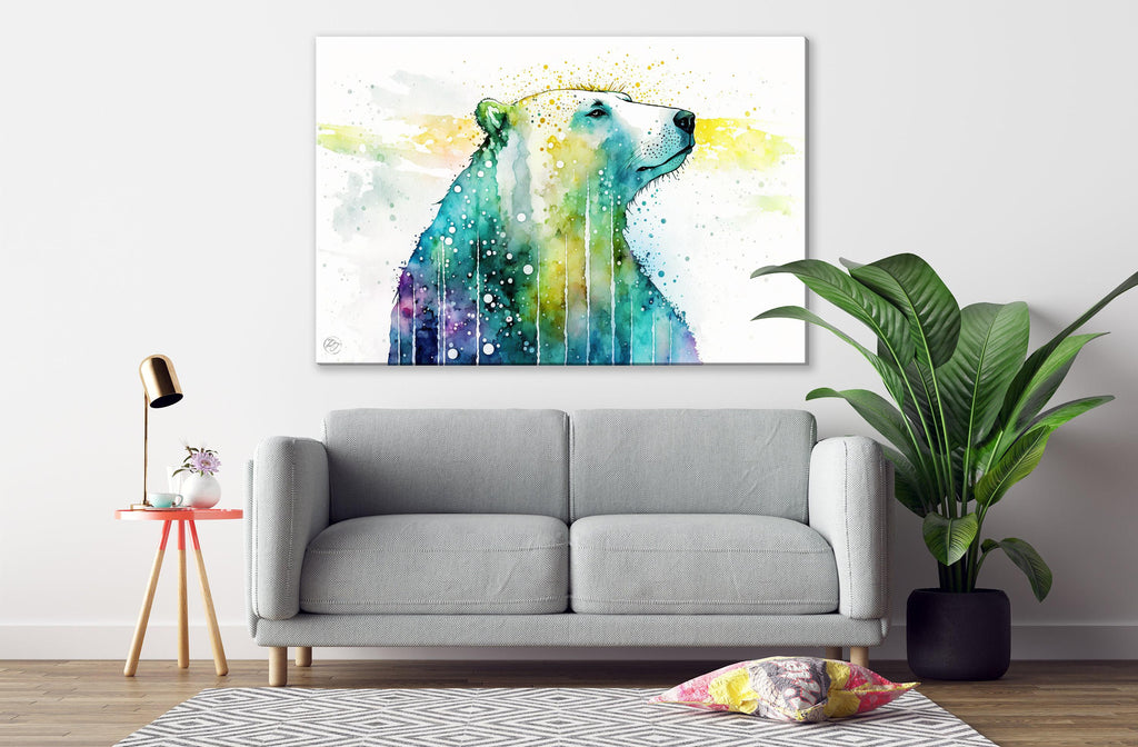 Arctic Beauty: Polar Bear Watercolor Painting, Giclee Print on Canvas, Artist Paper, Watercolor Paper, Available in Extra Large Sizes