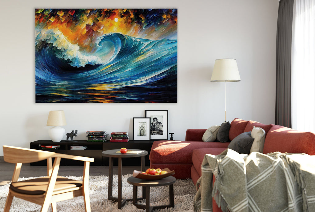 Ocean Wave Canvas Print – Vibrant Sea Canvas, Nautical Wall Art, Gallery Ready