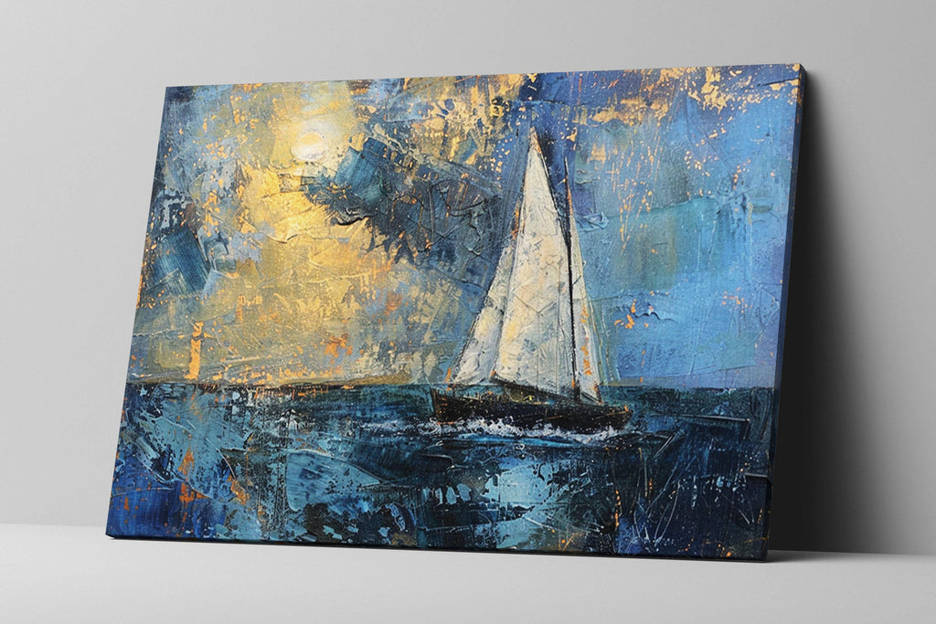 Minimal Sailboat Art – Large Canvas Print | Gallery Wrapped Nautical Wall Decor