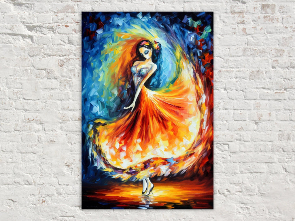 Day of the Dead Canvas – Vibrant Mexican Wall Art with Flamenco Dancer Print