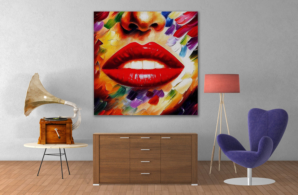 Red Lips Canvas Print - Vibrant Wall Decor With Colorful Lips Art Reproduction